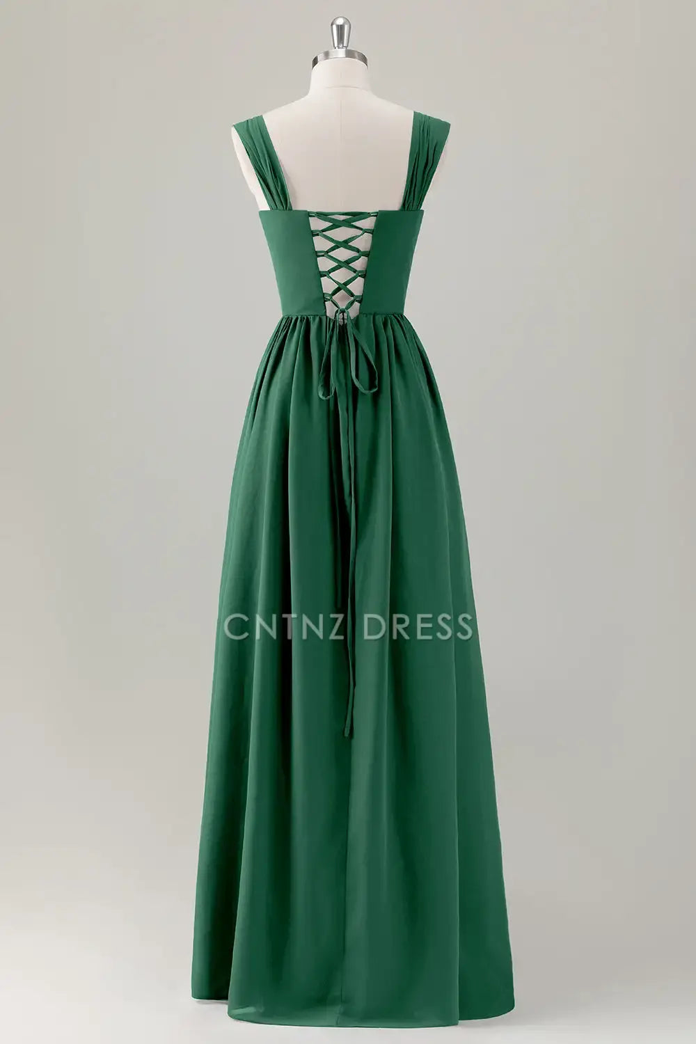 CNTNZ DRESS A-Line Square Neck Pleated Corset Lace Up Back Elegant Long Hot Sale Prom Dress