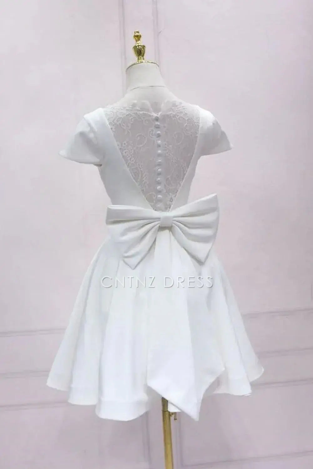 CNTNZ DRESS A Line V Neck Cap Sleeves Back Lace Put Together Bow Elegant Cocktail Dress Short Homecoming Dress