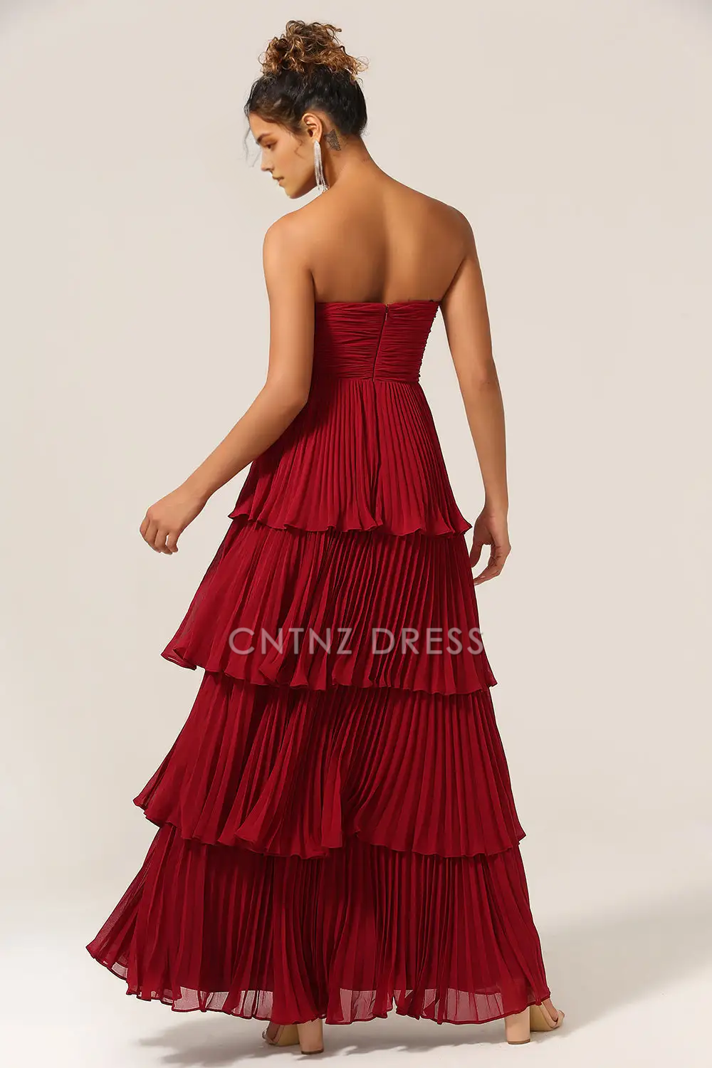 CNTNZ DRESS Charming A Line Strapless Layering Ruffles Exquisite Long Hot Sale Prom Dress