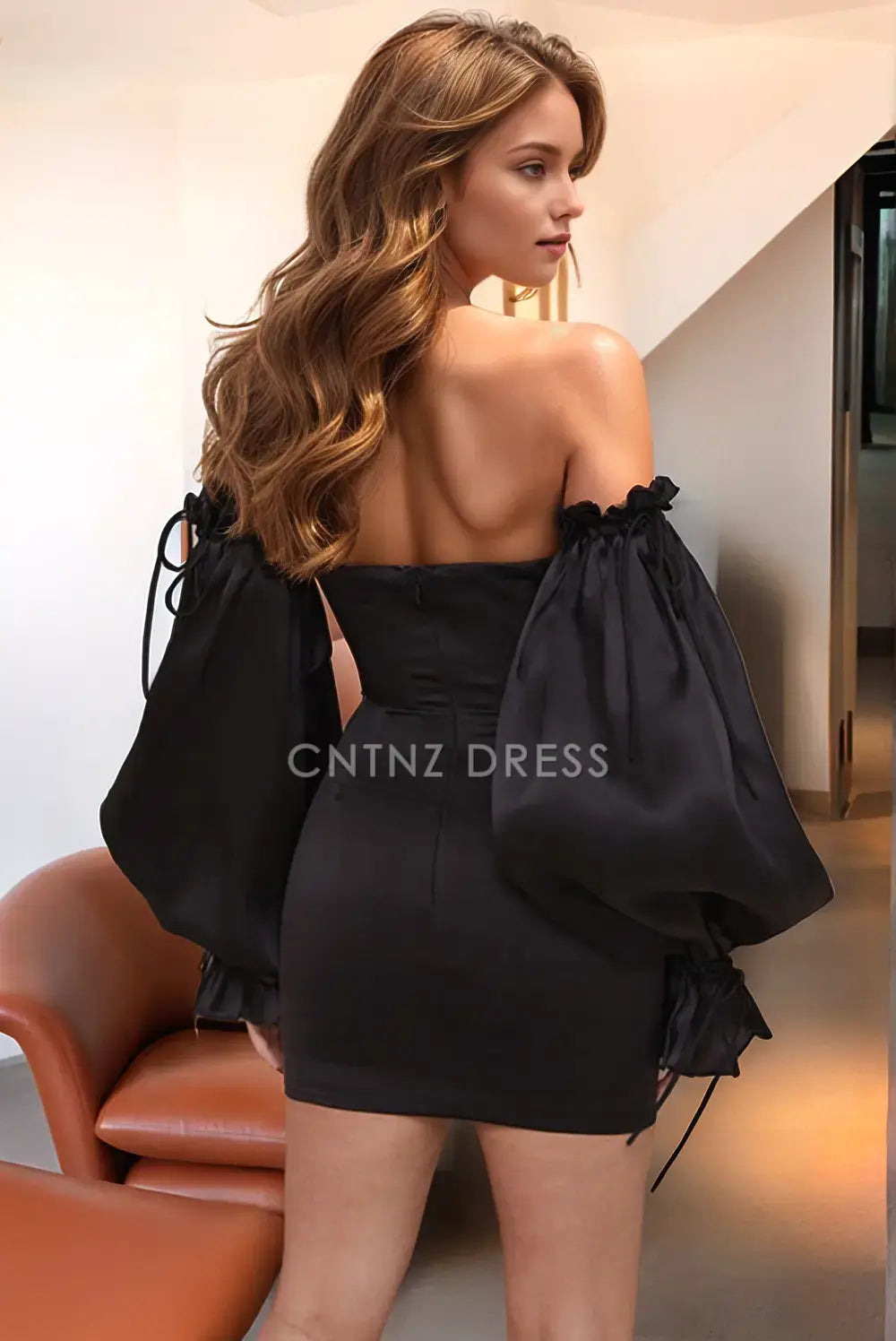 CNTNZ DRESS Charming Bodycon Off The Shoulder Long sleeves Backless Sexy Short Dress Hot Sale Homecoming Dress