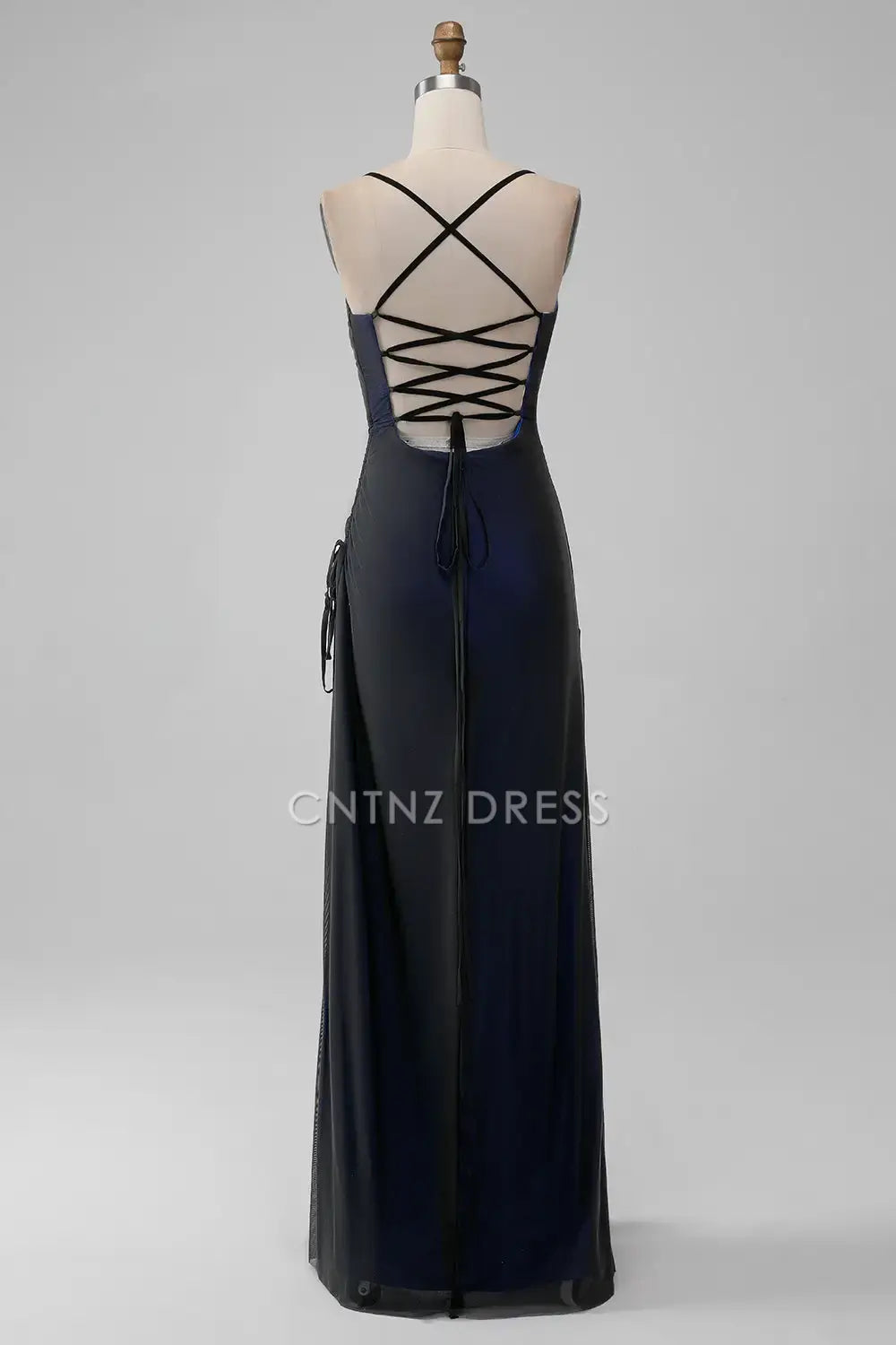 CNTNZ DRESS Charming Sheath Spaghetti Straps Backless Side Fork Floor Length Sexy Hot Sale Prom Dress