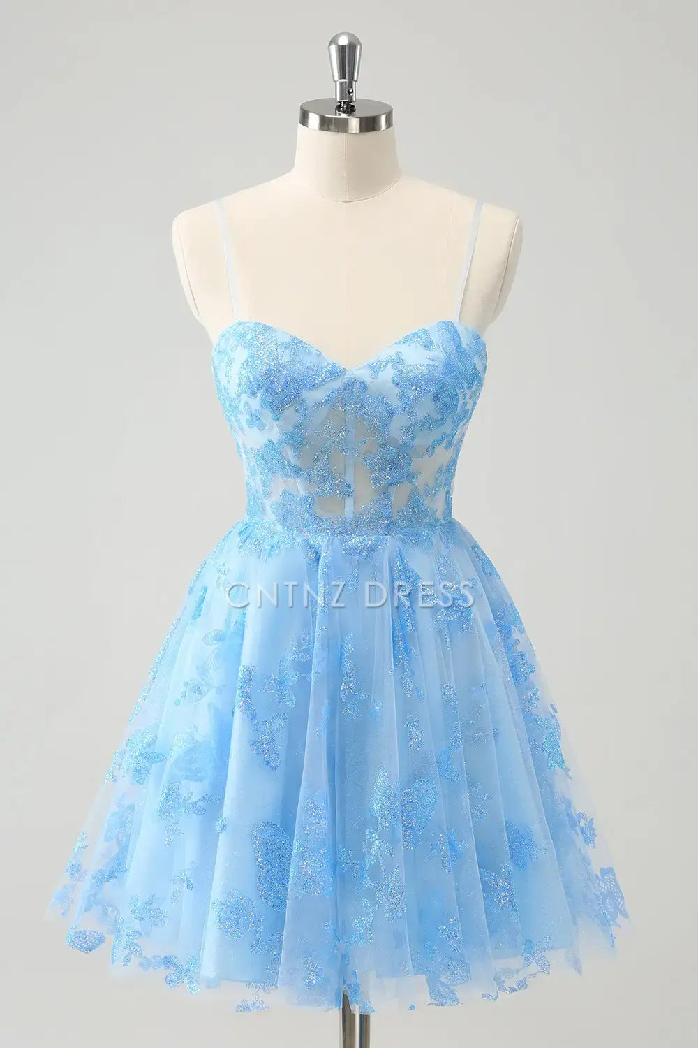 CNTNZ DRESS Elegant A Line Spaghetti Straps Corset Glow Backless Short Dress Hot Sale Homecoming Dress