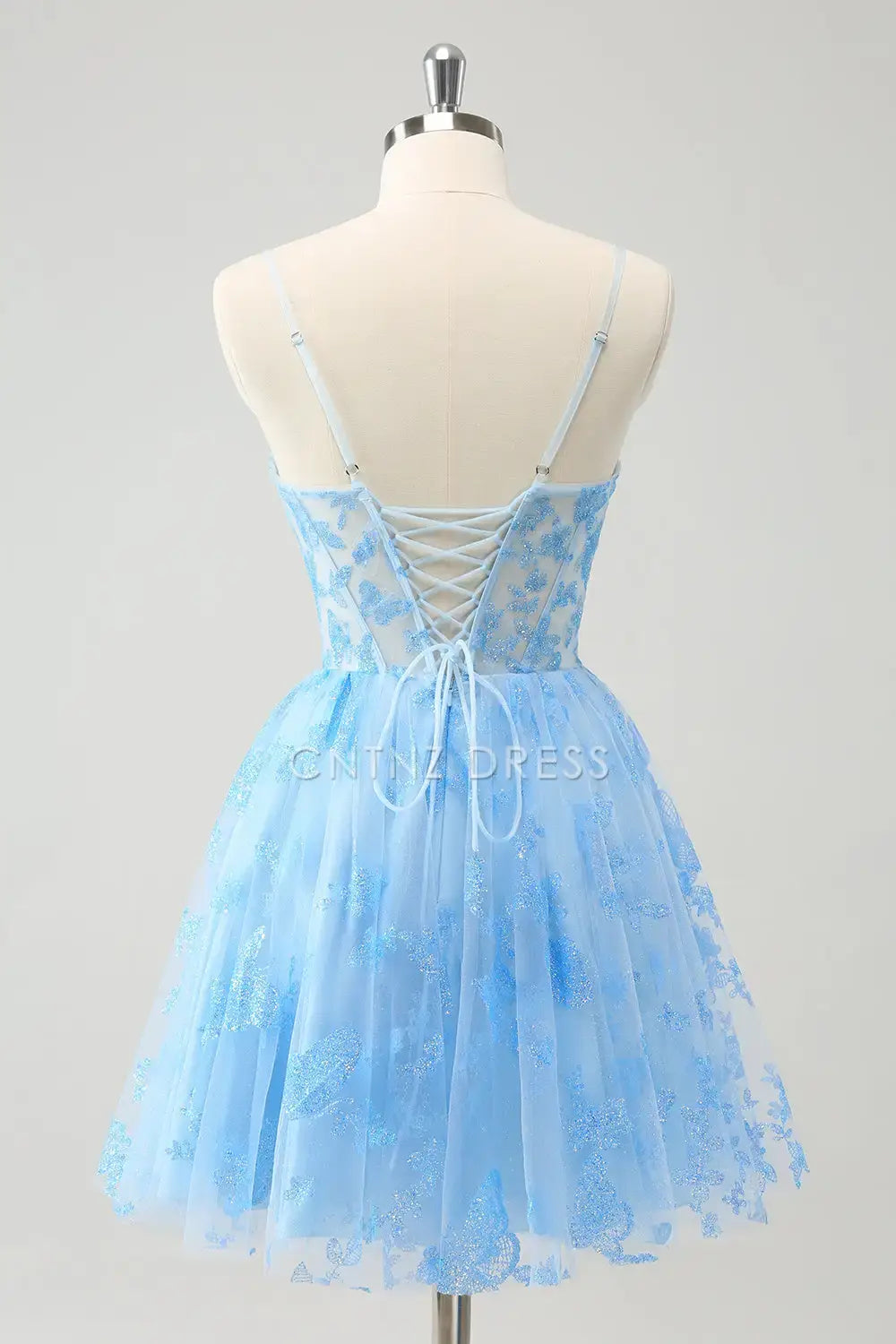 CNTNZ DRESS Elegant A Line Spaghetti Straps Corset Glow Backless Short Dress Hot Sale Homecoming Dress