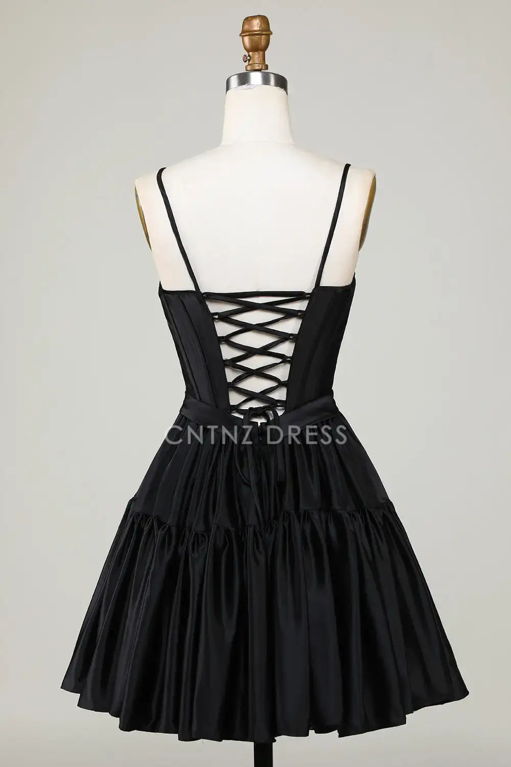 CNTNZ DRESS Elegant Trendy A-Line Spaghetti Straps Pleated Short Dress Hot Sale Homecoming Dress