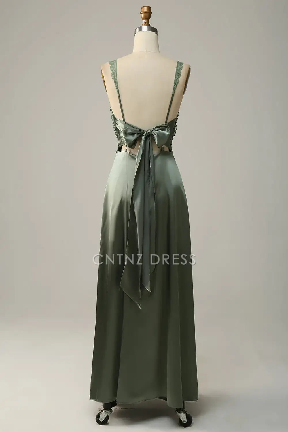 CNTNZ DRESS Exquisite A Line V Neck Backless Lace Up Bow Long Hot Sale Prom Dress