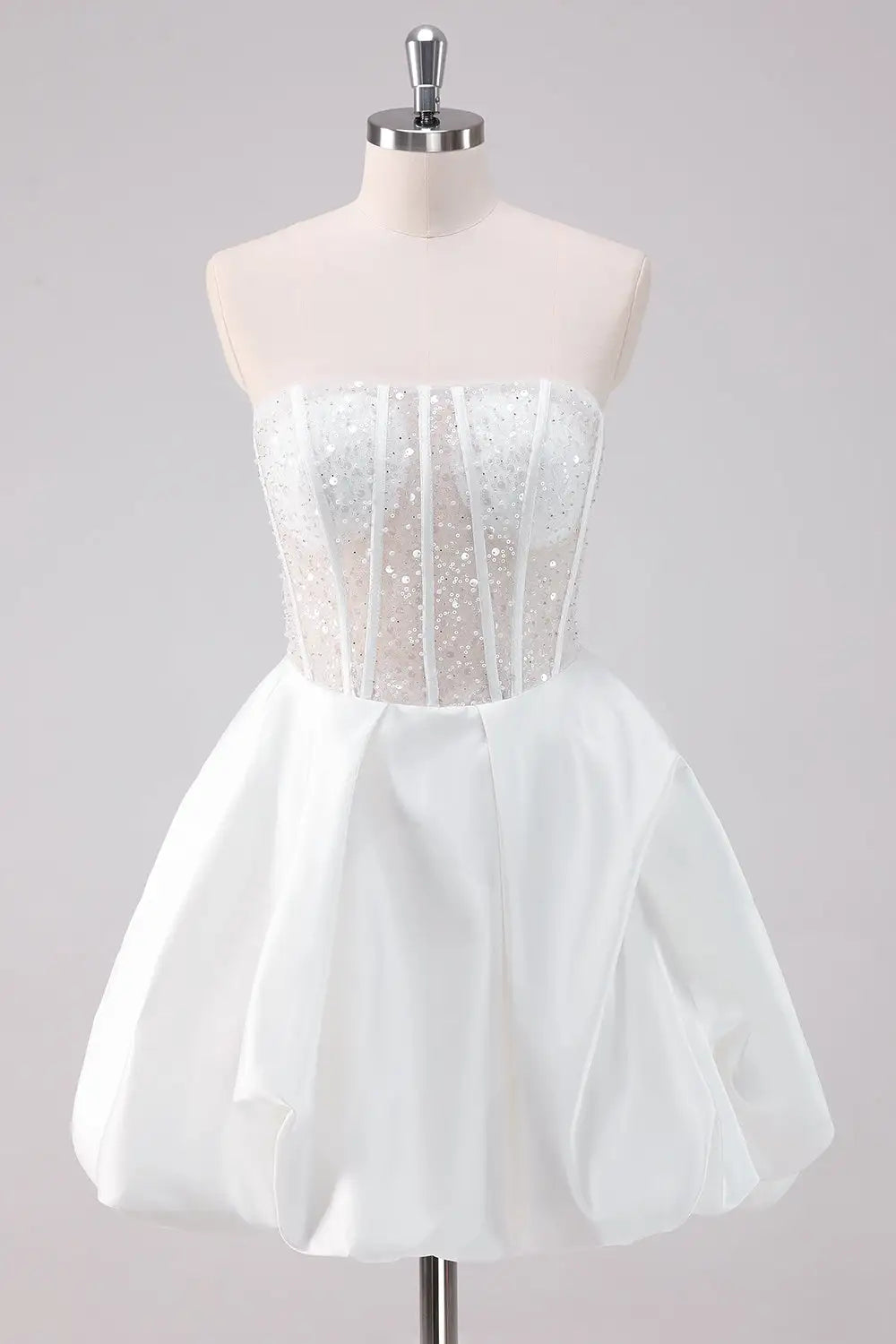 CNTNZ DRESS Exquisite Exquisite Sparkly A-Line Strapless Pleated Sequin Cute Short Dress Hot Sale Homecoming Dress