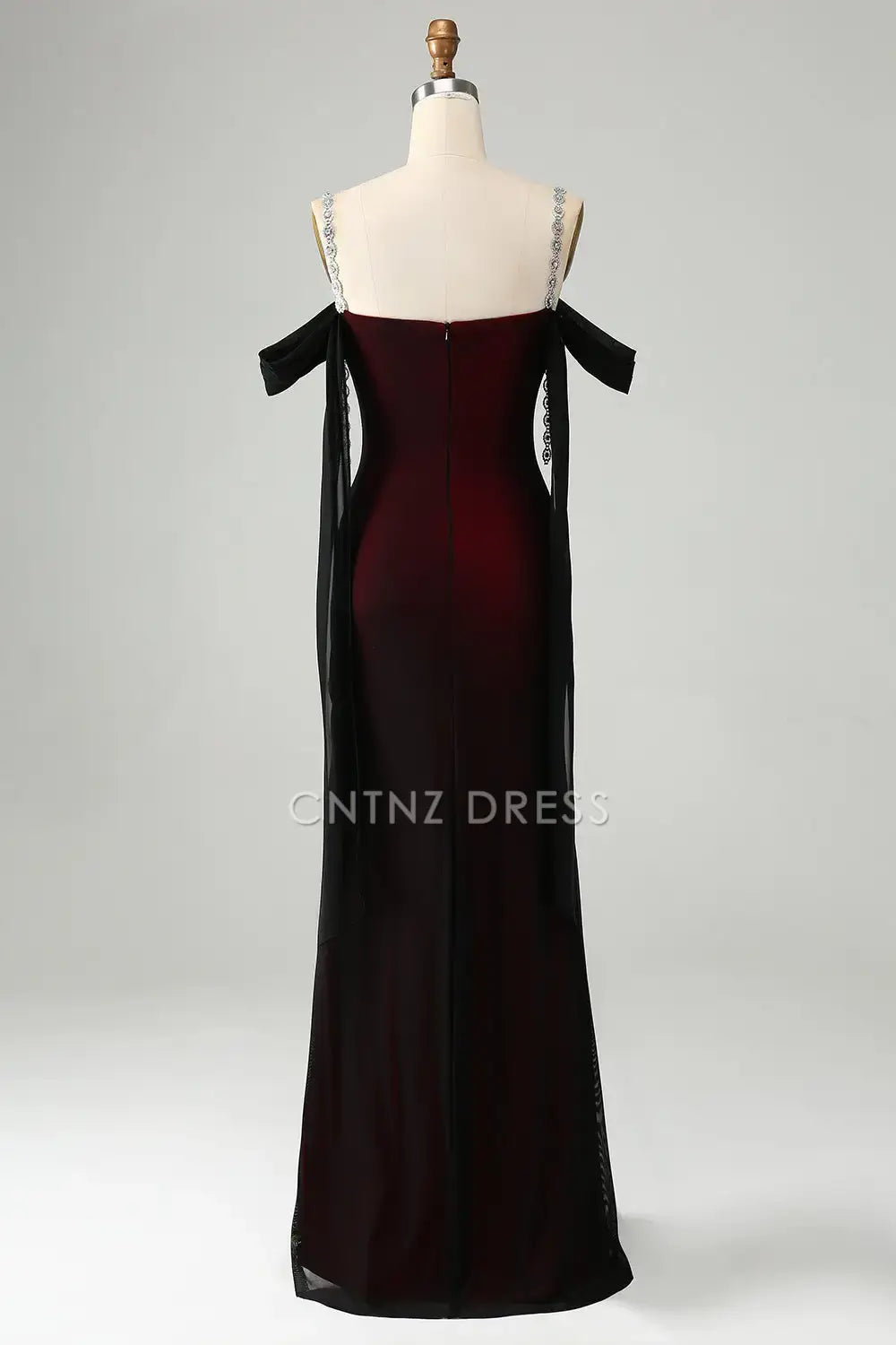 CNTNZ DRESS Exquisite Mermaid Cold Shoulder Pleated Beadwork Sparkly Long Hot Sale Prom Dress