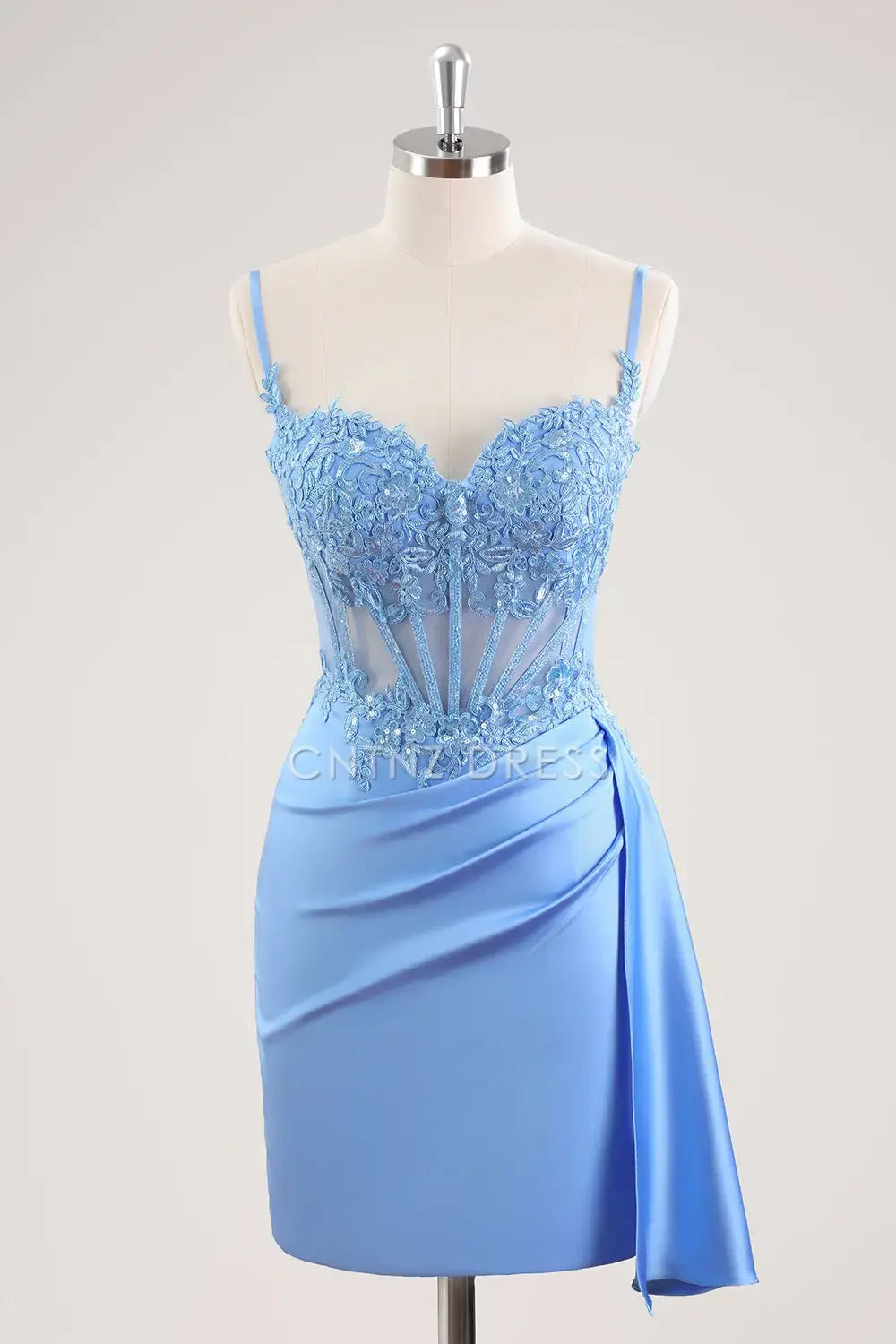 CNTNZ DRESS Exquisite Sheath Sweetheart Spaghetti Straps Backless Lace Applique Tight Short Dress Hot Sale Homecoming Dress