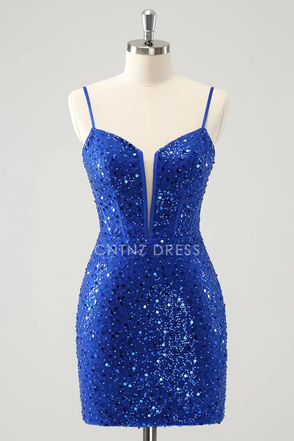 CNTNZ DRESS Exquisite Sparkly Spaghetti Strap Corset Sequins Short Dress Hot Sale Homecoming Dress