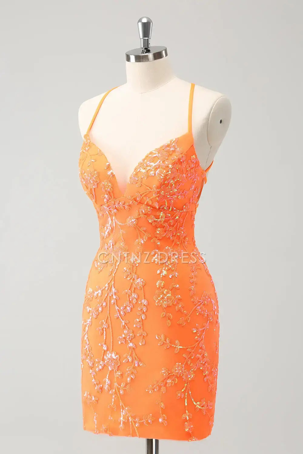 CNTNZ DRESS Halter Sweetheart Sparkly Backless Lace-Up Back Tight Sequins Short Dress Hot Sale Homecoming Dress
