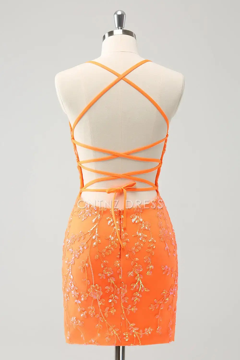 CNTNZ DRESS Halter Sweetheart Sparkly Backless Lace-Up Back Tight Sequins Short Dress Hot Sale Homecoming Dress
