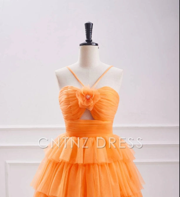 CNTNZ DRESS Hot Sale Homecoming Dress A-Line Spaghetti Strap Keyhole Layering Ruffle Charming Short Dress