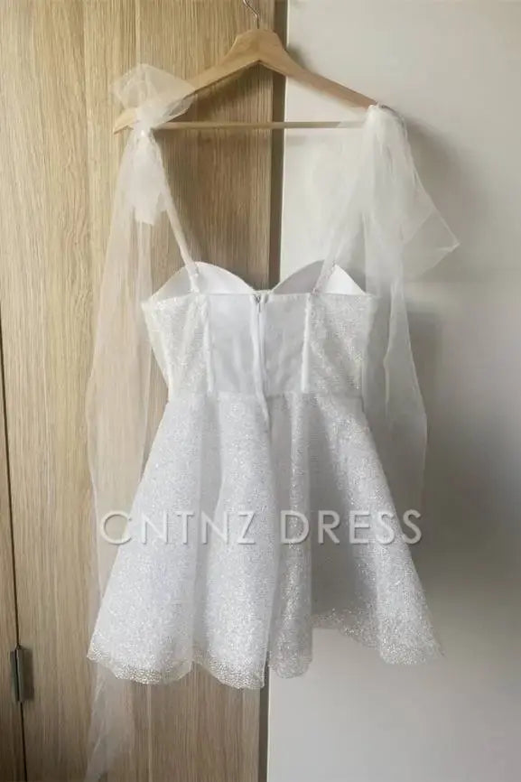 CNTNZ DRESS Hot Sale Homecoming Dress A-Line Sweetheart Neckline Tie Shoulder Backless Sparkle Short Prom Dress Short Dress