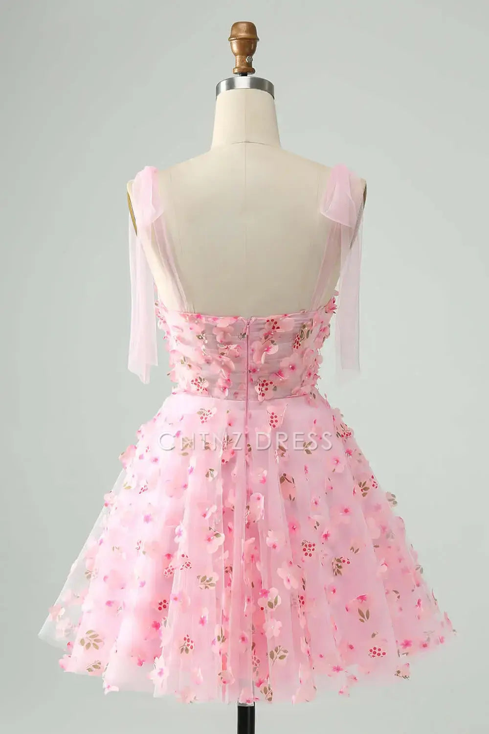 CNTNZ DRESS Hot Sale Homecoming Dress Elegant A-Line Tie Straps Corset 3D Floral Romantic Short Dress