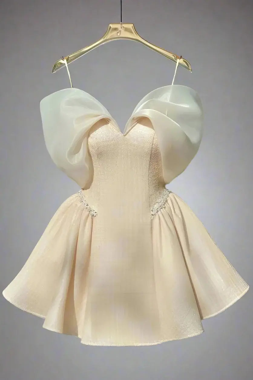 CNTNZ DRESS Hot Sale Homecoming Dress Exquisite A-line V Neck Off the Shoulder Fashion Fashion Short Dress