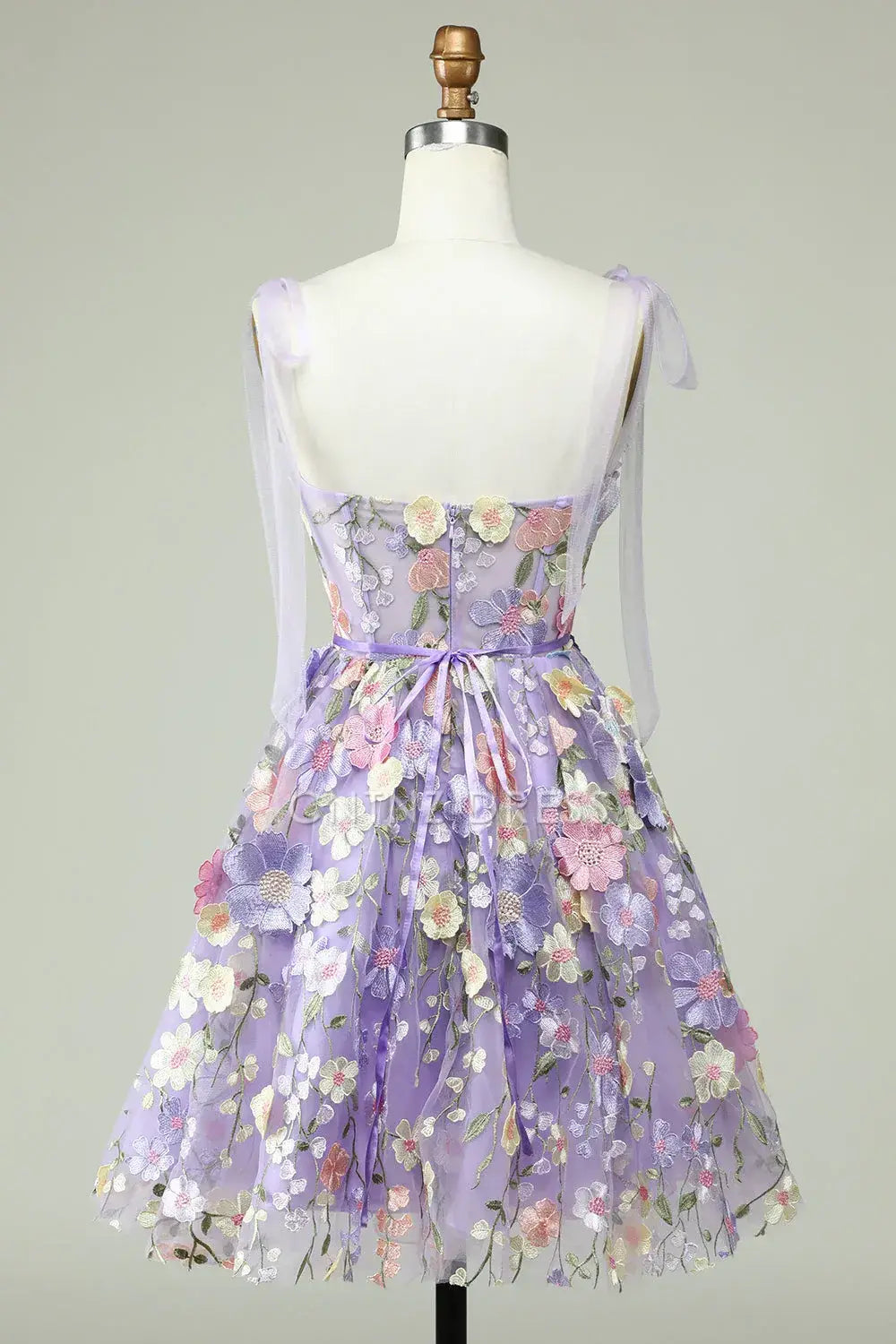 CNTNZ DRESS Hot Sale Homecoming Dress Romantic A Line Tie Shoulder Straps Exquisite Embroidery Floral Prom Dress Short Dress