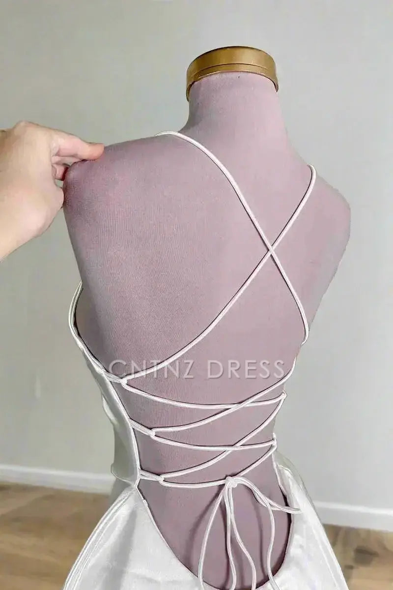 CNTNZ DRESS Hot Sale Homecoming Dress Simple A-Line Spaghetti Strap Lace-Up Backless Sexy Short Party Dress Mini Dress