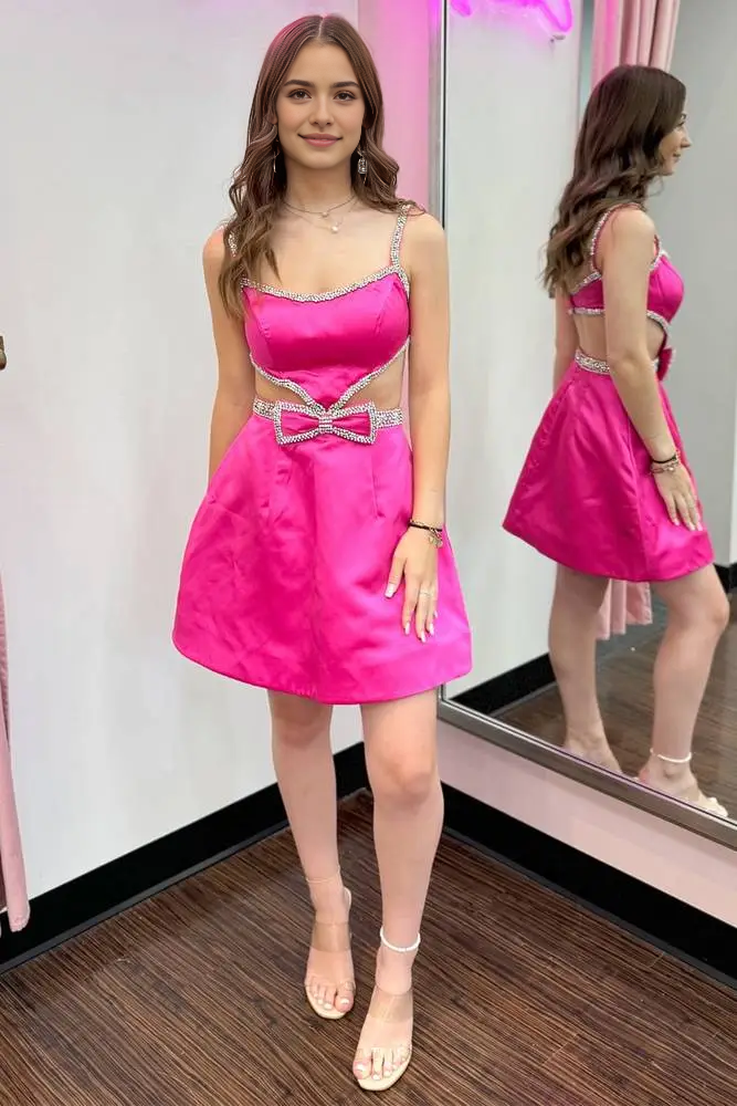 CNTNZ DRESS Hot Sale Homecoming Dress Sparkle A-Line Spaghetti Strap Backless Beaded Fashion Short Dress
