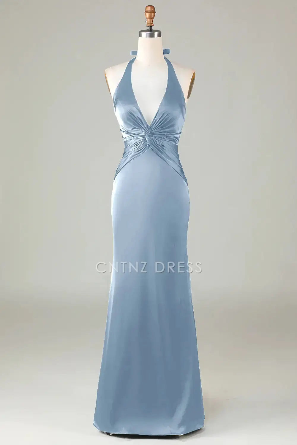 CNTNZ DRESS Mermaid Halter Deep V Neck Pleated Backless Elegant Long Hot Sale Prom Dress