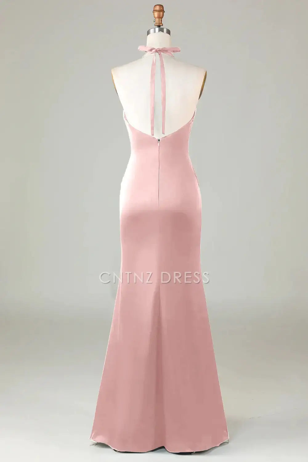 CNTNZ DRESS Mermaid Halter Deep V Neck Pleated Backless Elegant Simple Long Hot Sale Prom Dress