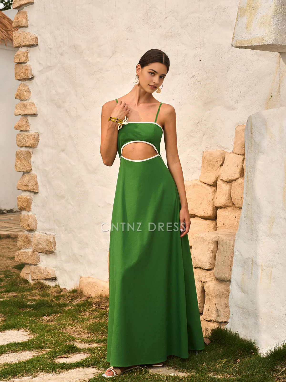 CNTNZ DRESS New Prom Dress A Line Spaghetti Strap Cut-Out Dress Back Bow Backless Fashion Formal Women's Dress