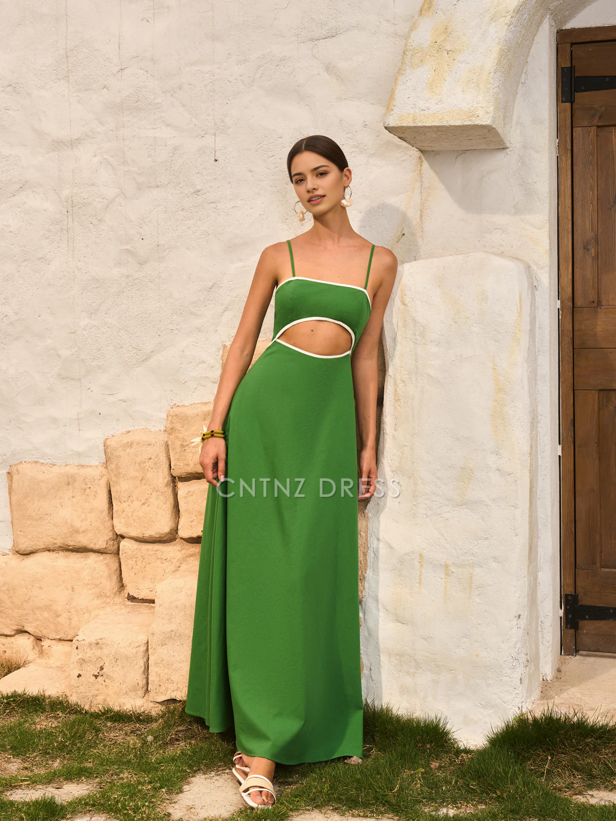 CNTNZ DRESS New Prom Dress A Line Spaghetti Strap Cut-Out Dress Back Bow Backless Fashion Formal Women's Dress