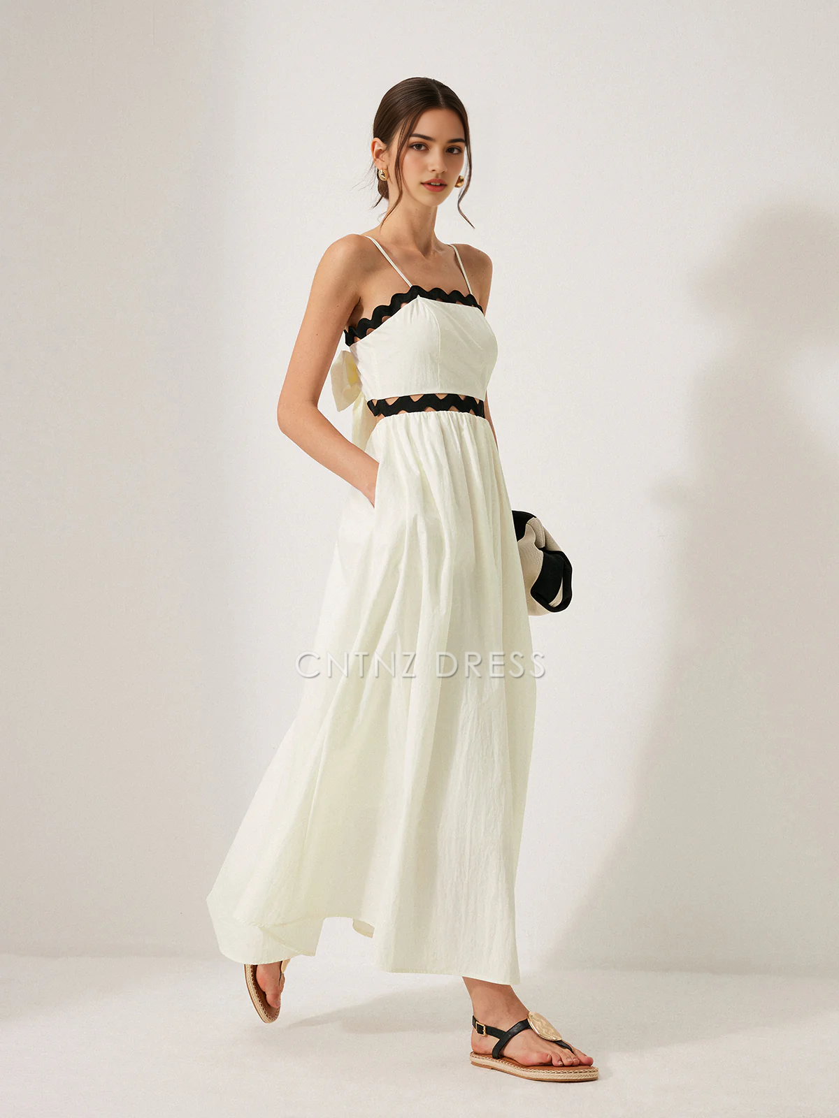 CNTNZ DRESS New Prom Dress A Line Spaghetti Strap Scalloped Trim Back Tie Backless Elegant Dress Formal Women's Dress