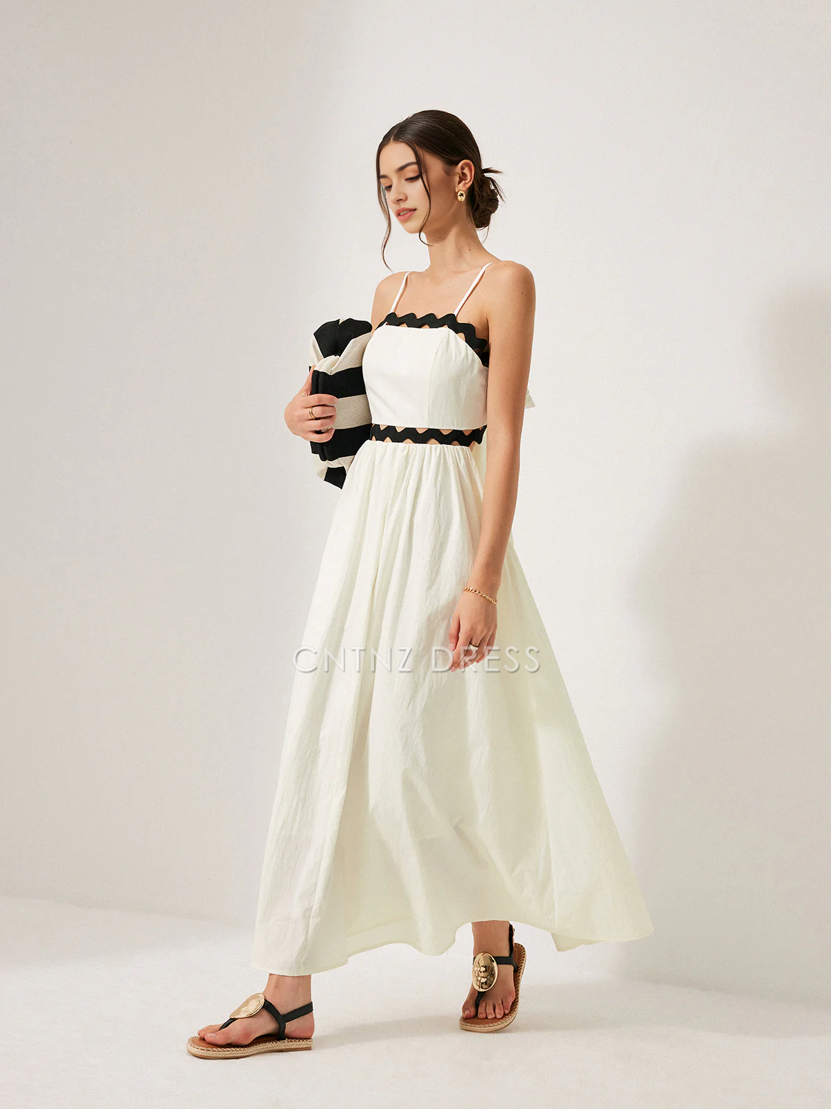 CNTNZ DRESS New Prom Dress A Line Spaghetti Strap Scalloped Trim Back Tie Backless Elegant Dress Formal Women's Dress