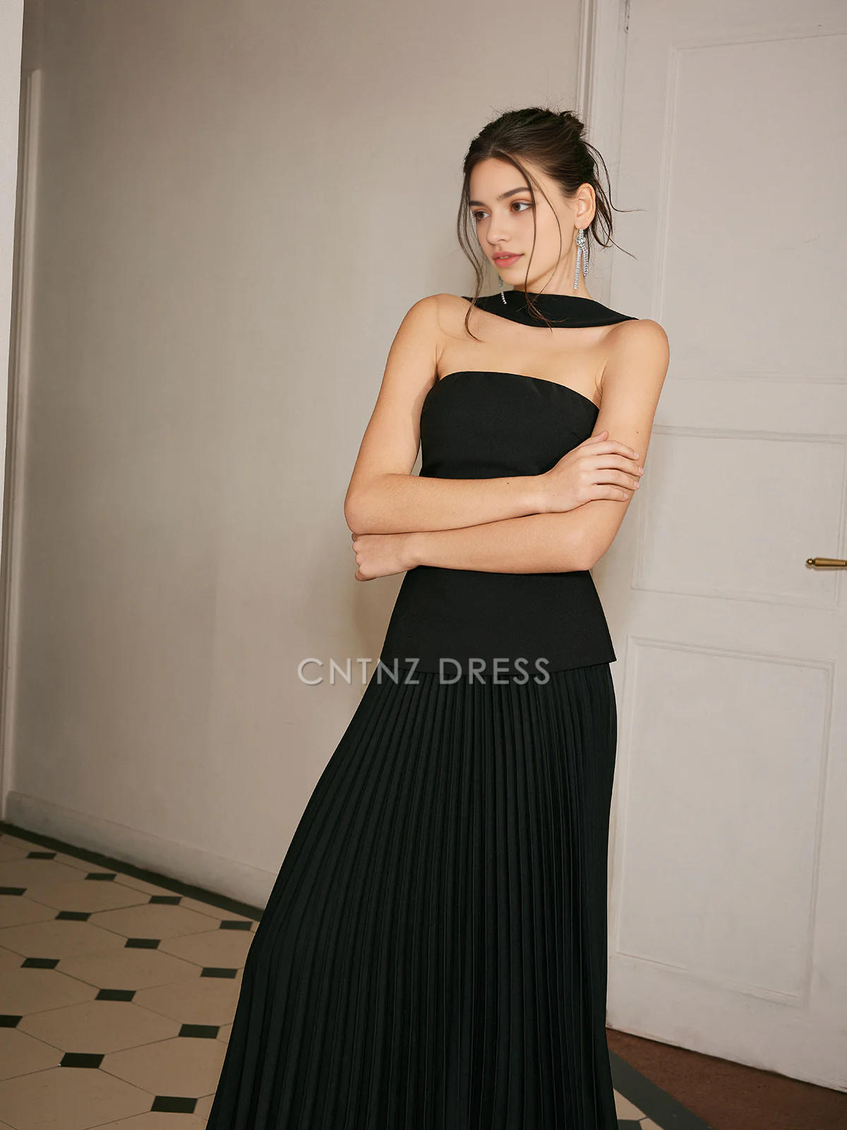 CNTNZ DRESS New Prom Dress A Line Strapless Pleated Panel Exquisite Dress Formal Women's Dress