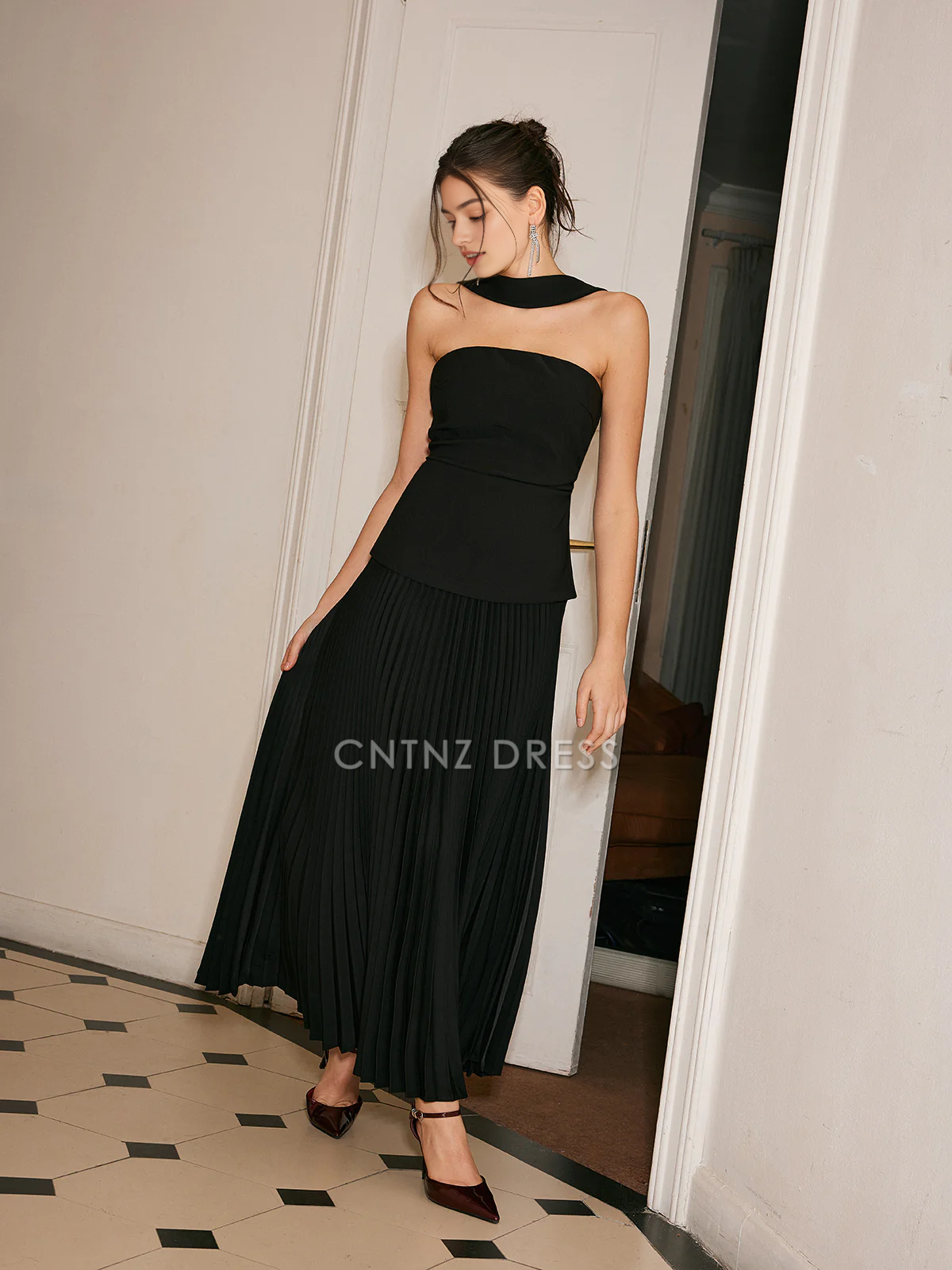 CNTNZ DRESS New Prom Dress A Line Strapless Pleated Panel Exquisite Dress Formal Women's Dress