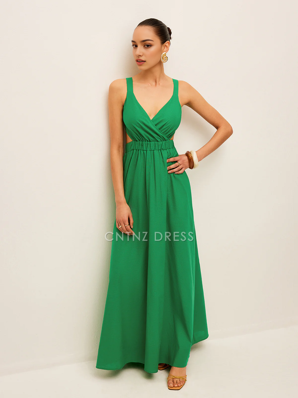 CNTNZ DRESS New Prom Dress A Line V Neck Sleeveless Back Tie Backless Fashion Dress Formal Women's Dress