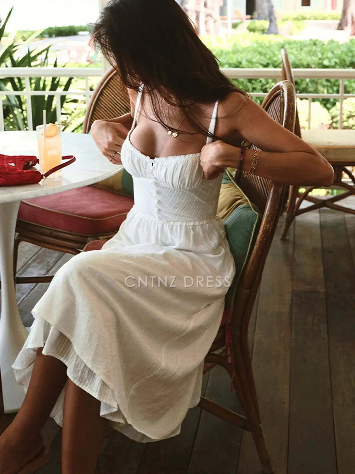 CNTNZ DRESS New Prom Dress Fashion A Line Low Cut Spaghetti Strap Ruffle Hem Plain Formal Women's Dress