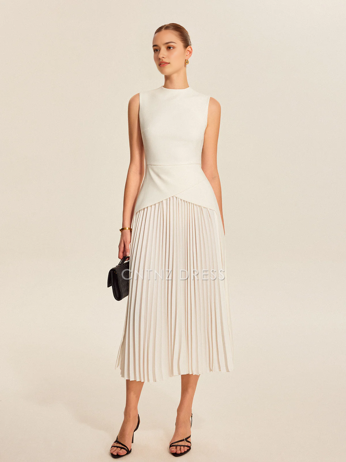 CNTNZ DRESS New Prom Dress Sheath/Column Crew Neck Sleeveless Pleated Fashion Formal Women's Dress