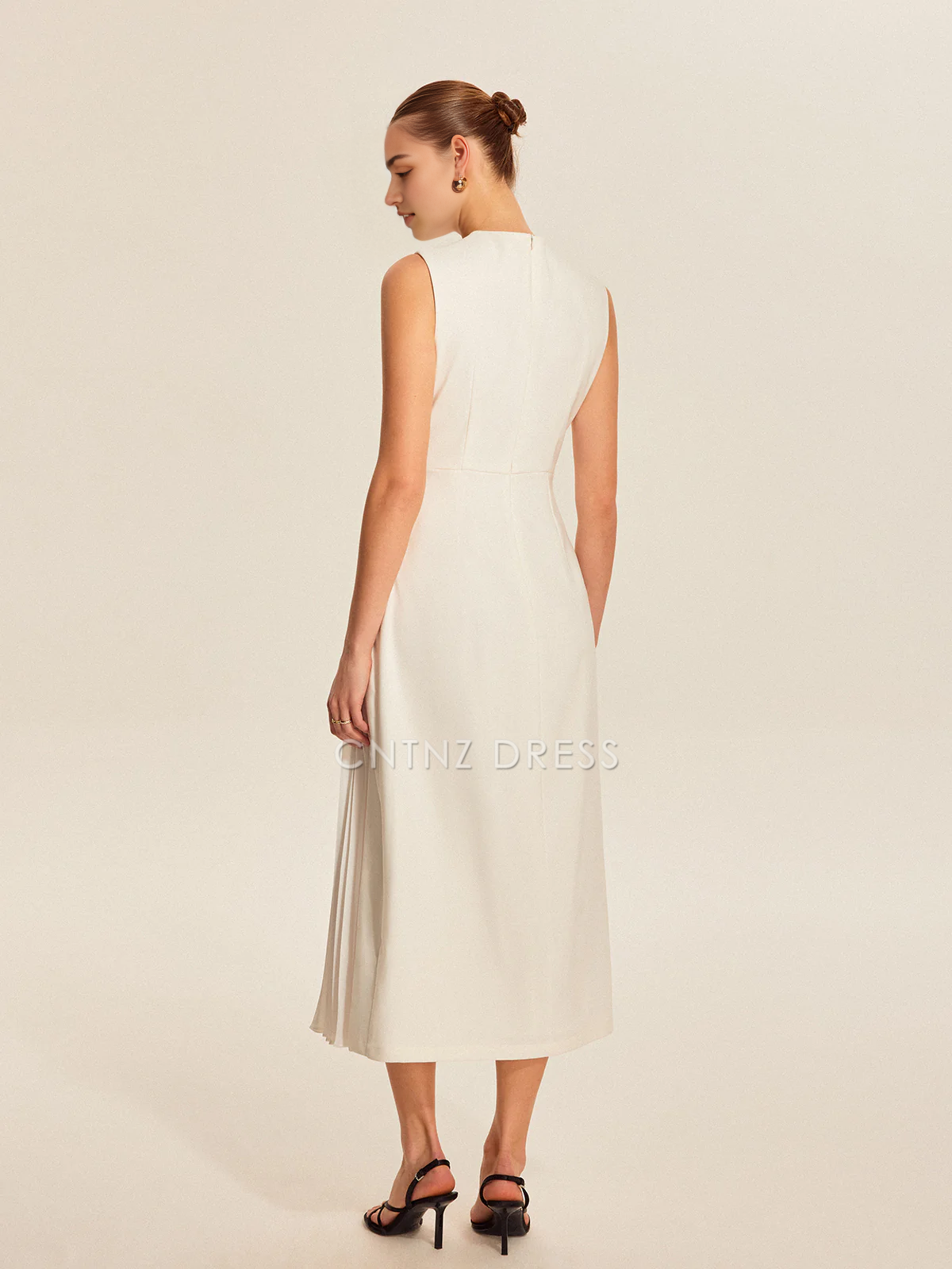 CNTNZ DRESS New Prom Dress Sheath/Column Crew Neck Sleeveless Pleated Fashion Formal Women's Dress
