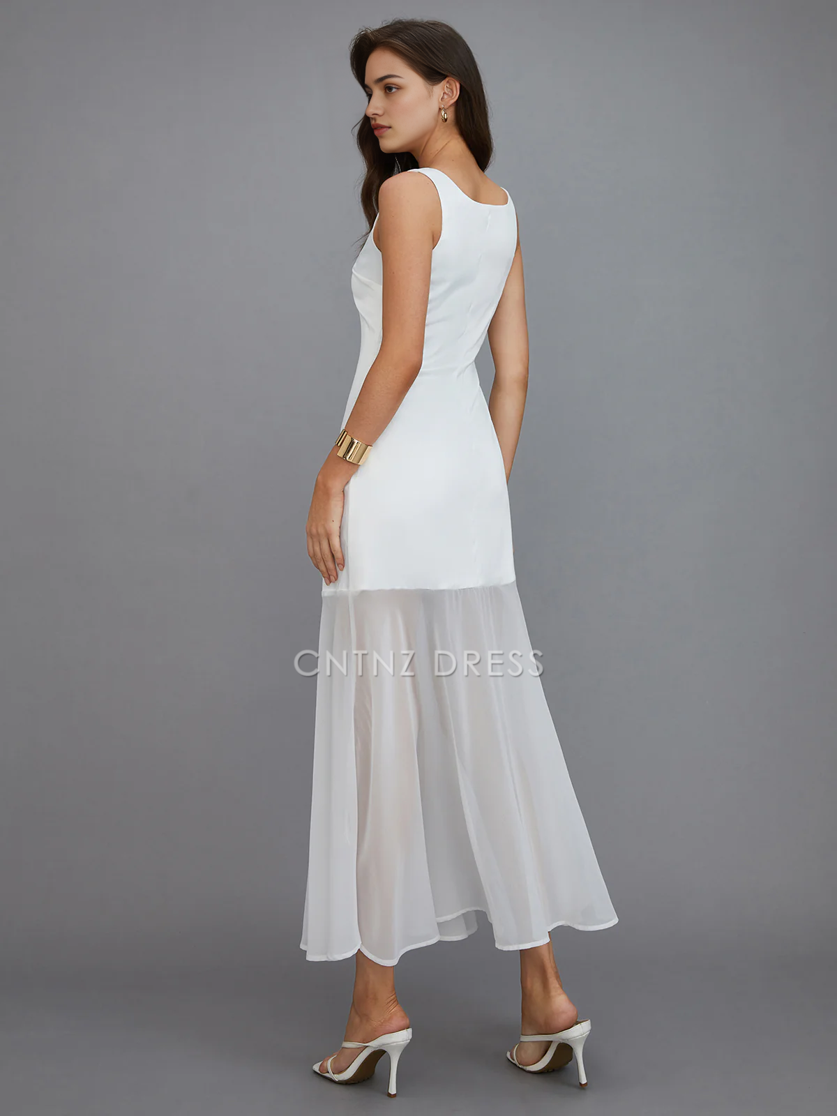CNTNZ DRESS New Prom Dress Sheath Square Neck Sleeveless Elegant Simple Formal Women's Dress
