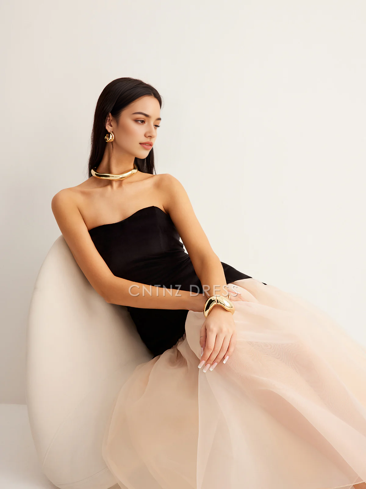 CNTNZ DRESS New Prom Dress Sheath Strapless Sweetheart Neckline Split Joint Elegant Dress Formal Women's Dress