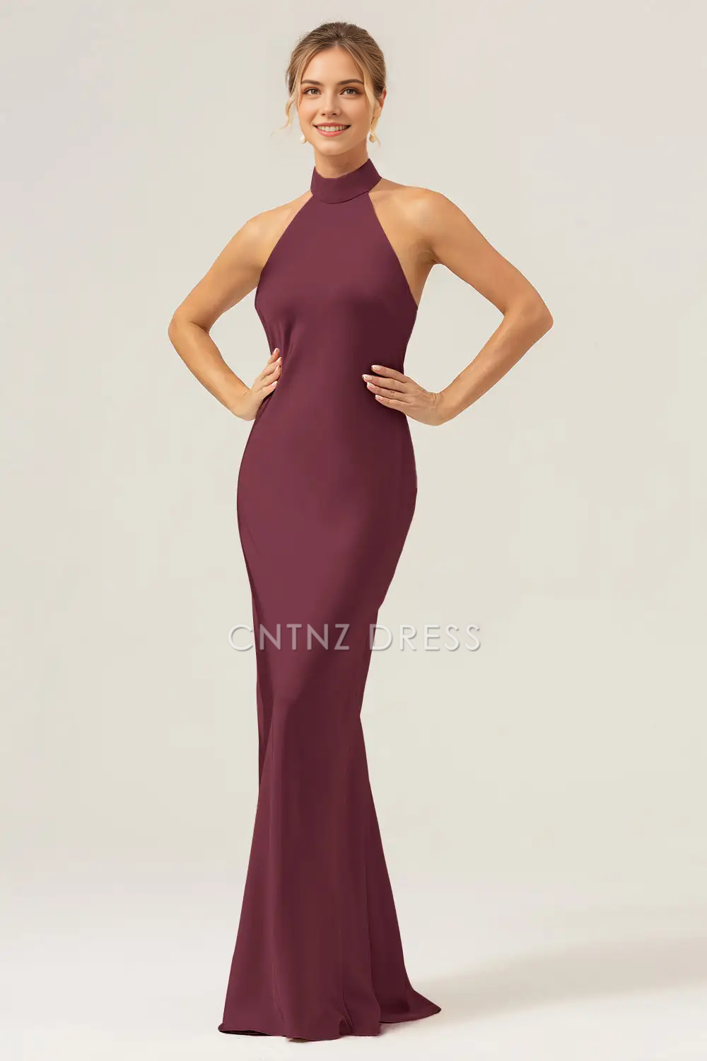 CNTNZ DRESS Sheath Halter Sleeveless Backless Back Slit Elegant Simple Long Hot Sale Prom Dress