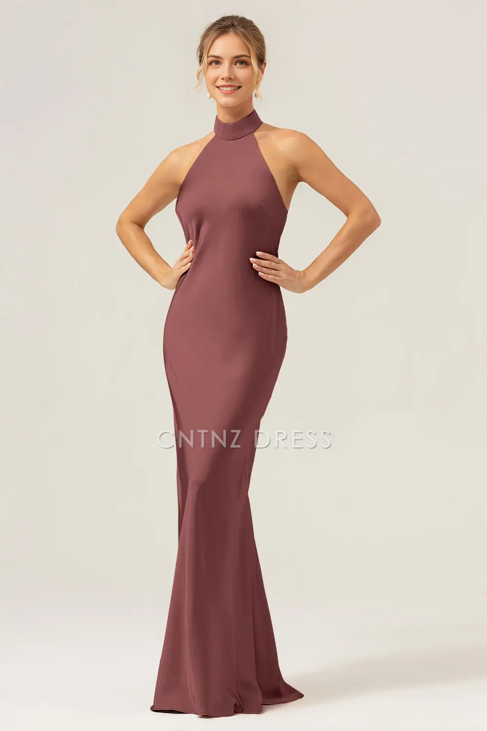 CNTNZ DRESS Sheath Halter Sleeveless Backless Back Slit Elegant Simple Long Hot Sale Prom Dress