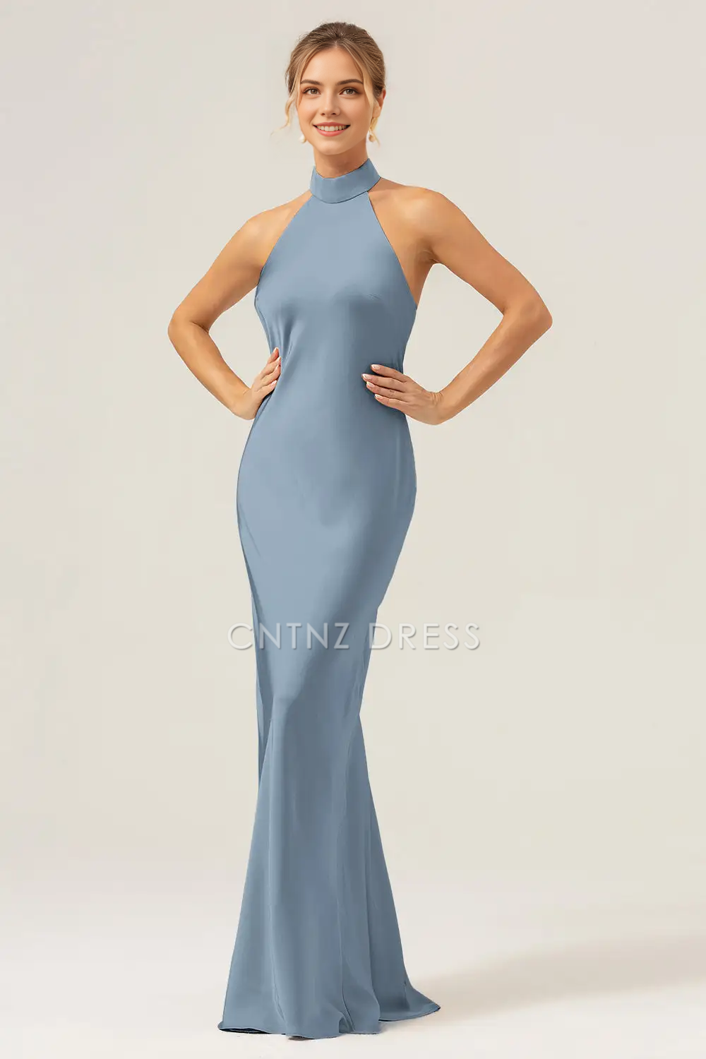 CNTNZ DRESS Sheath Halter Sleeveless Backless Back Slit Elegant Simple Long Hot Sale Prom Dress