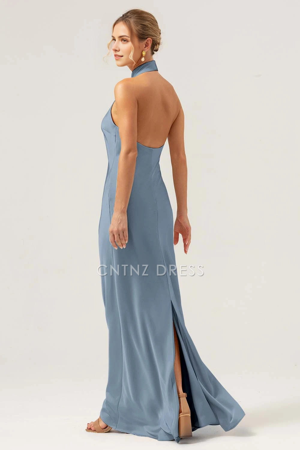 CNTNZ DRESS Sheath Halter Sleeveless Backless Back Slit Elegant Simple Long Hot Sale Prom Dress