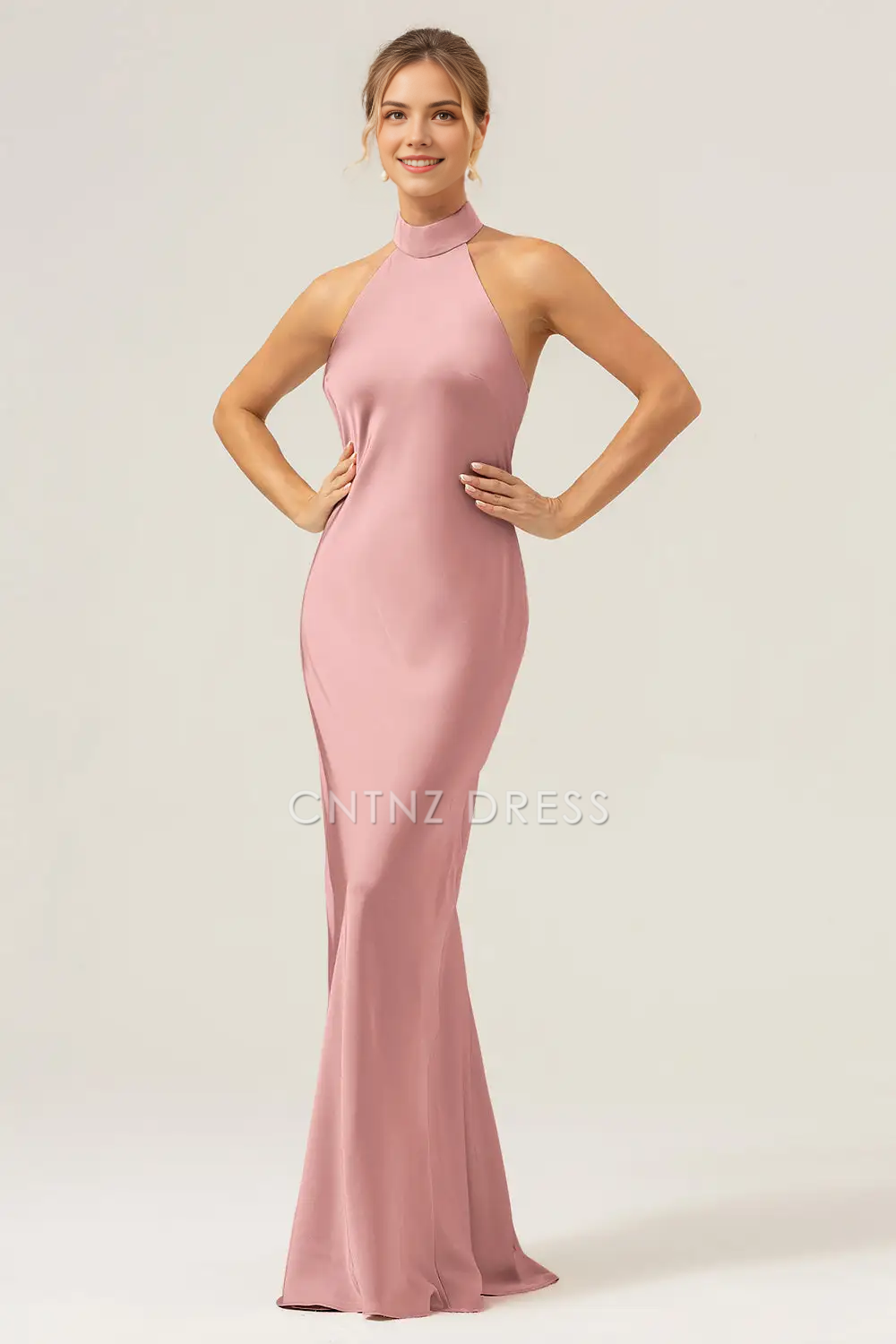 CNTNZ DRESS Sheath Halter Sleeveless Backless Back Slit Elegant Simple Long Hot Sale Prom Dress