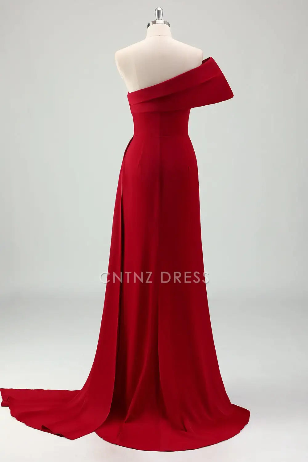 CNTNZ DRESS Sheath One Shoulder Pleated Side Fork Sweep Train Exquisite Hot Sale Prom Dress