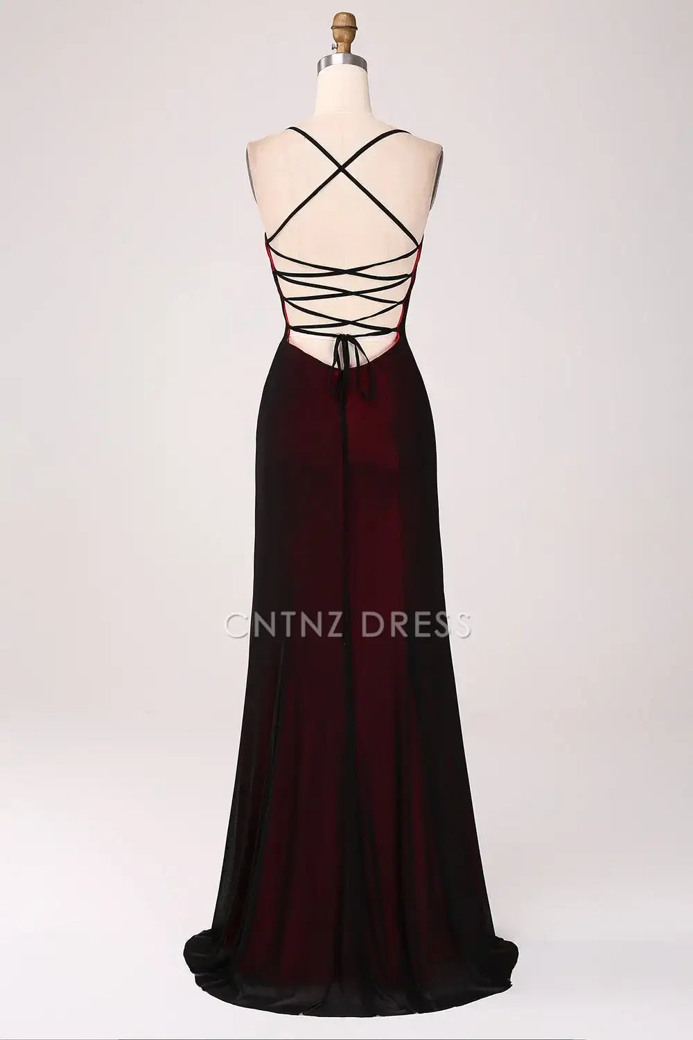 CNTNZ DRESS Sheath Spaghetti Strap Backless Lace-Up Back Sexy Hot Sale Prom Dress