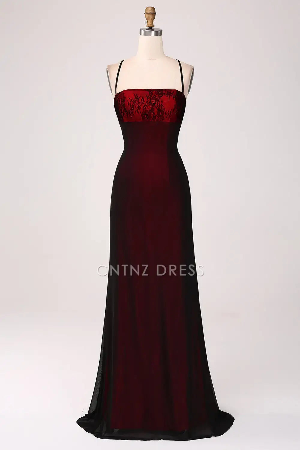 CNTNZ DRESS Sheath Spaghetti Strap Backless Lace-Up Back Sexy Hot Sale Prom Dress