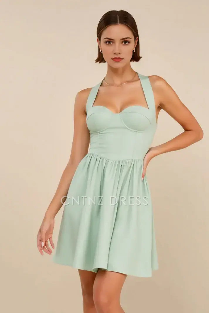 CNTNZ DRESS Short Prom Dress Elegant A-Line Halter Sweetheart Neck Sleeveless Fashion Simple New Hot Sale Homecoming Dress