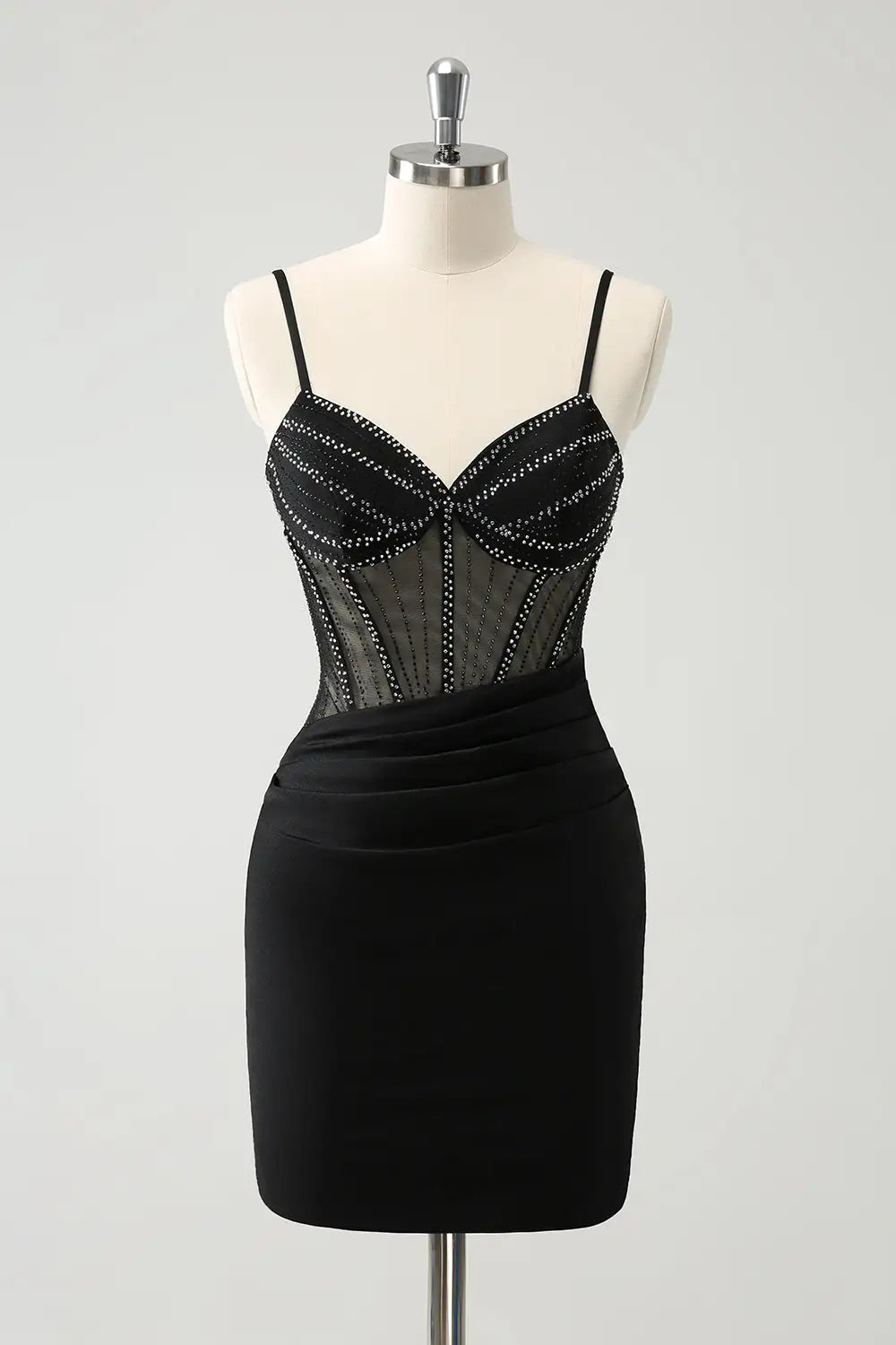 CNTNZ DRESS Sparkle Bodycon V Neck Spaghetti Straps Corset Beading Fashion Short Dress Hot Sale Homecoming Dress