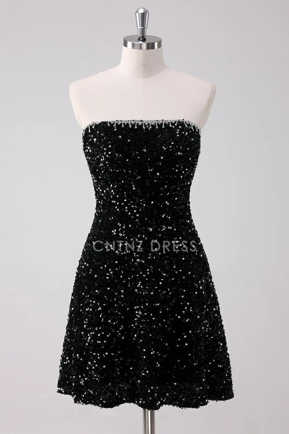 CNTNZ DRESS Sparkly A-Line Strapless Sequins Elegant Short Dress Hot Sale Homecoming Dress