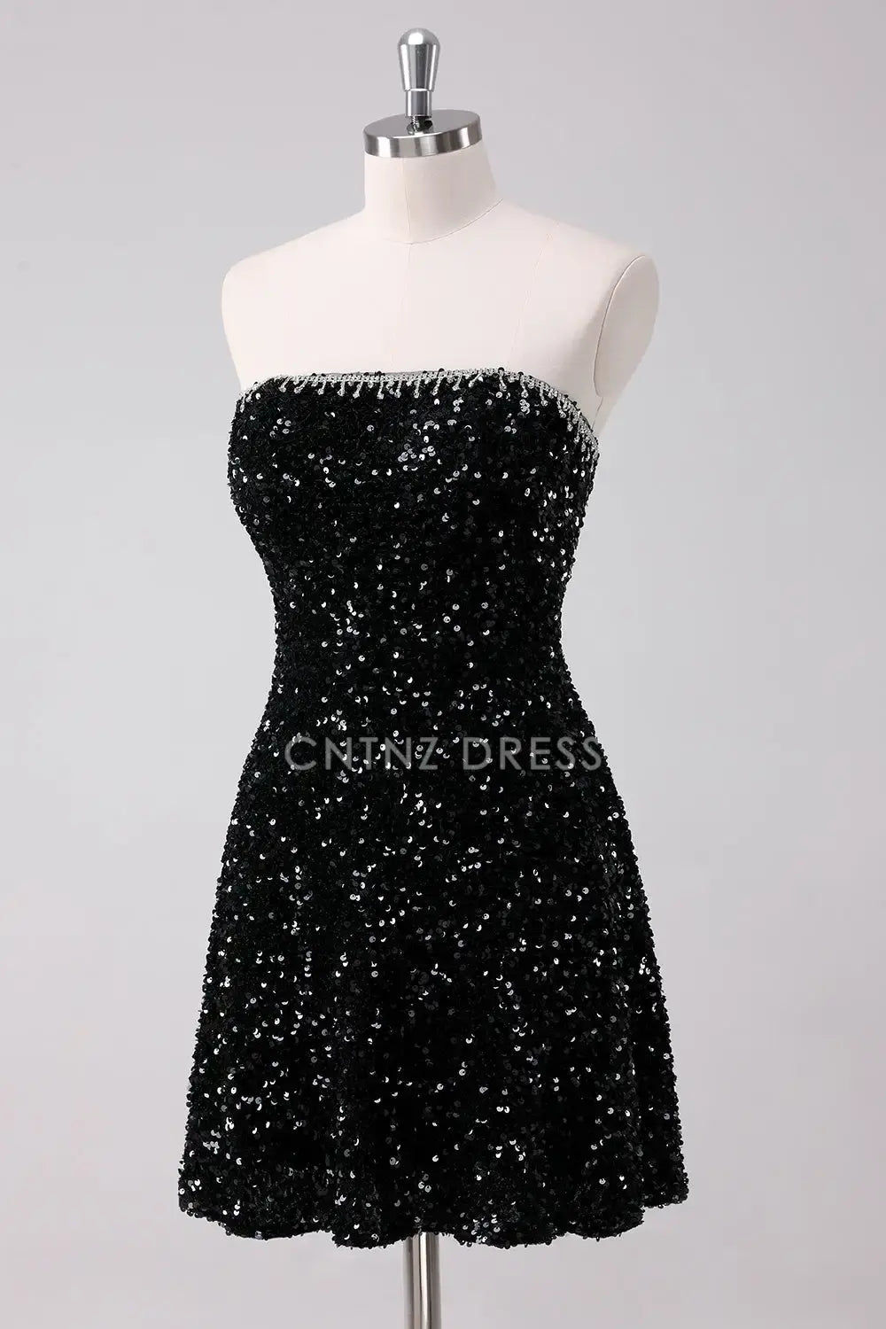 CNTNZ DRESS Sparkly A-Line Strapless Sequins Elegant Short Dress Hot Sale Homecoming Dress