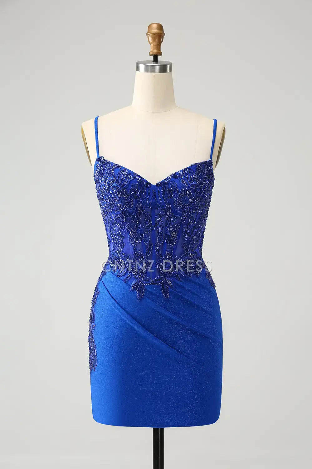 CNTNZ DRESS Sparkly Tight V Neck Spaghetti Straps Beading Backless Gorgeous Short Dress Hot Sale Homecoming Dress