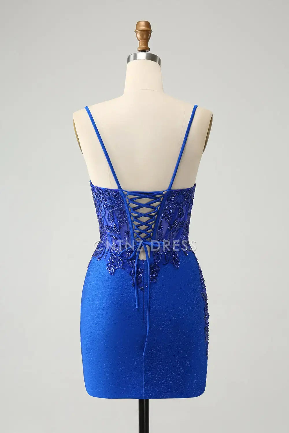 CNTNZ DRESS Sparkly Tight V Neck Spaghetti Straps Beading Backless Gorgeous Short Dress Hot Sale Homecoming Dress